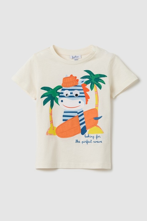 OVS, Póló kontrasztos mintával, Zöld/Csontszín/Világoskék, 74 CM