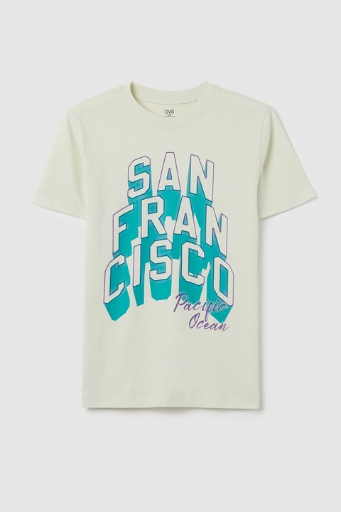 OVS, Тениска с надпис, Бледозелен, Морско зелено, 164 CM