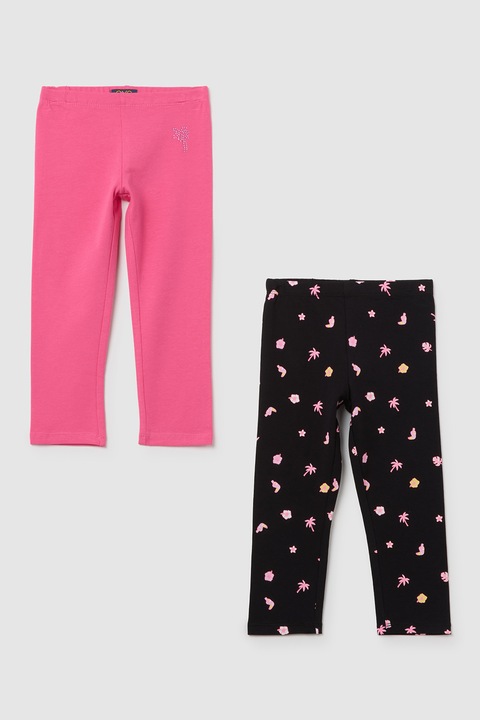 OVS, Magas derekú leggings szett - 2 db, Fekete/Sárga/Rózsaszín