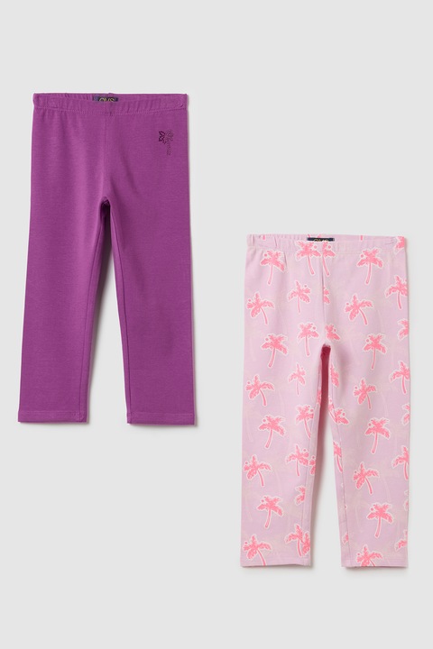 OVS, Magas derekú leggings szett - 2 db, Ametisztlila/Rózsaszín