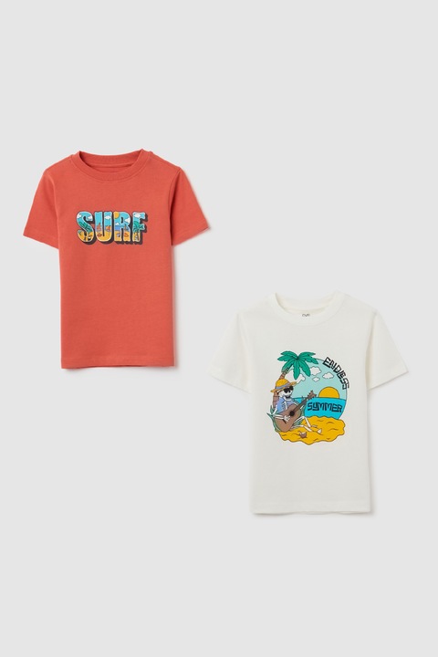 OVS, Mintás póló szett - 2 db, Piros/Sáfránysárga/Kék