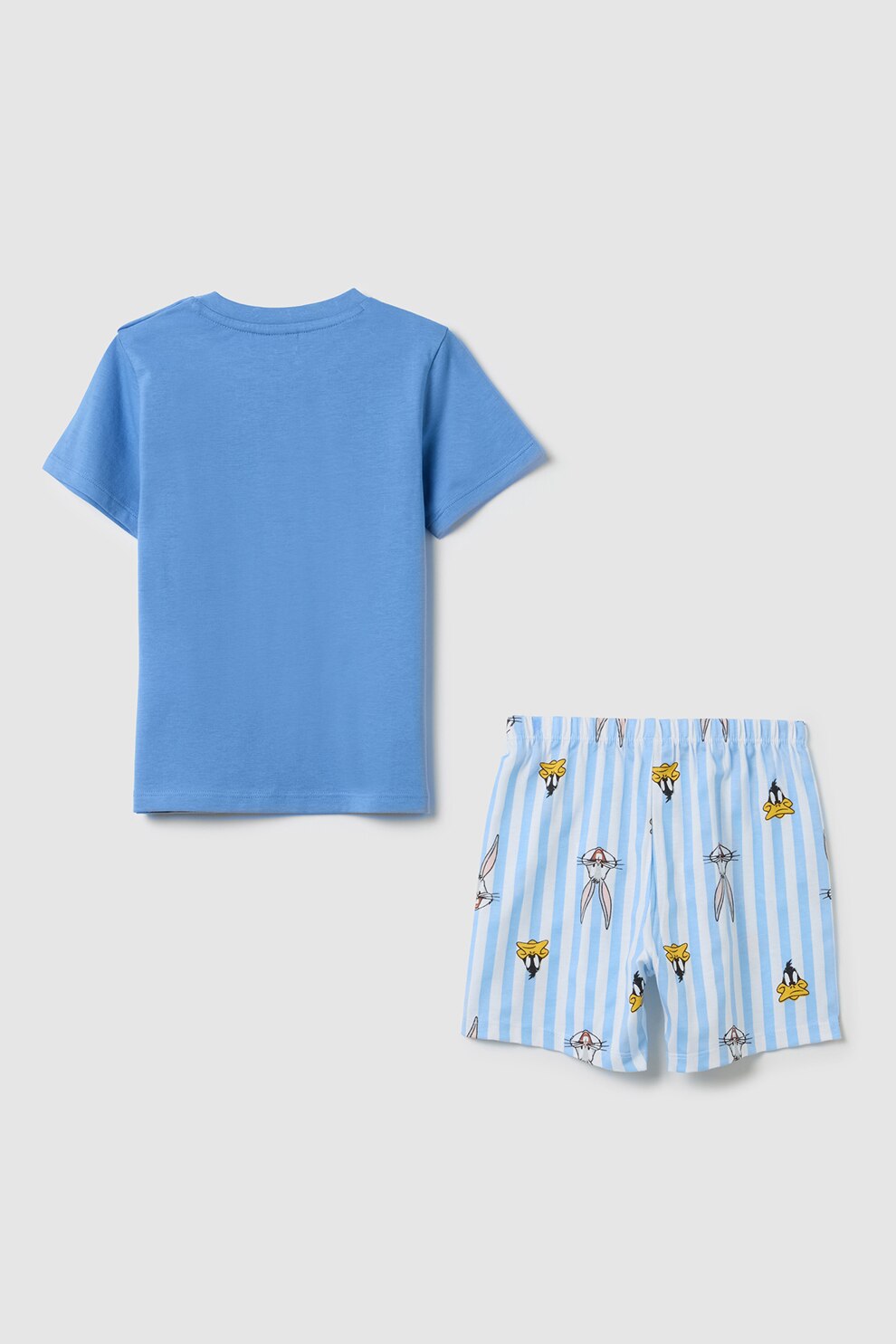 OVS, Pijama cu model Looney Tunes, Alb, Negru, Albastru, 80 CM