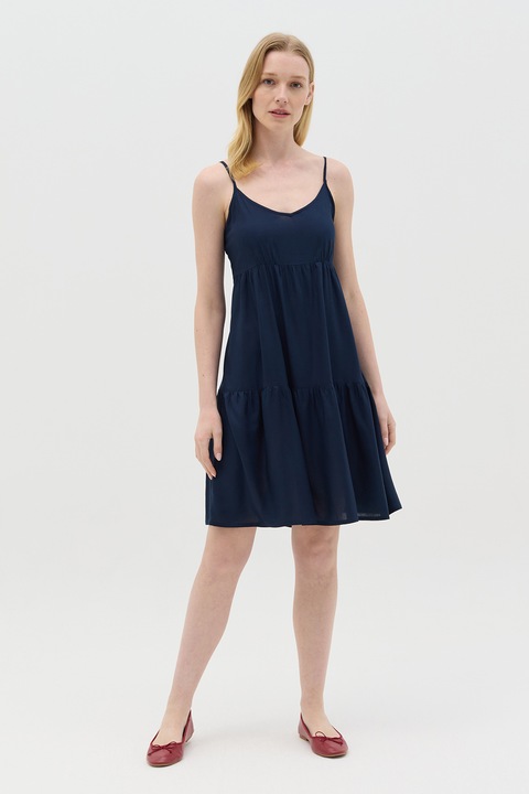 OVS, Къса разкроена рокля с тънки презрамки, Тъмносин