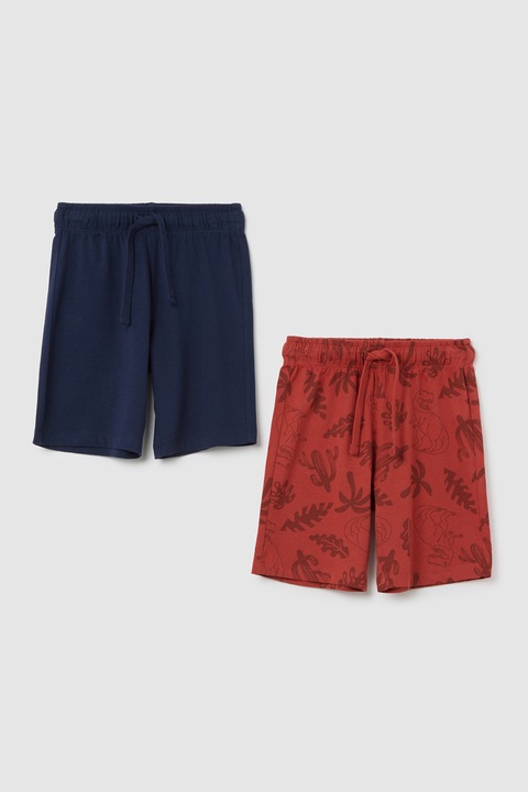 OVS, Set de pantaloni scurti cu snur de ajustare - 2 piese, Rosu/Bleumarin