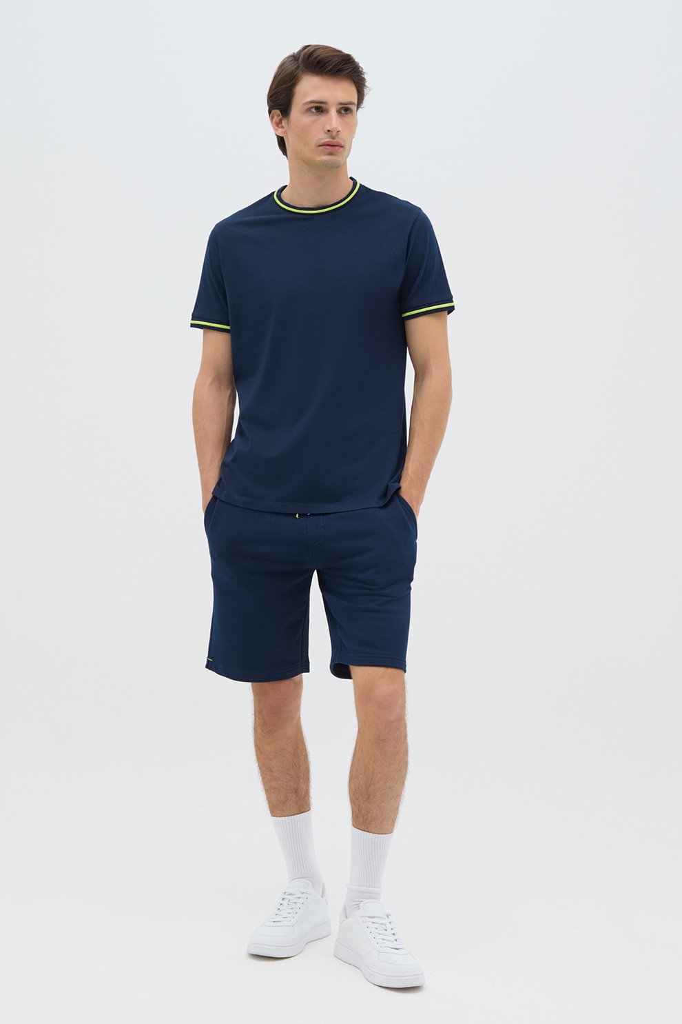 OVS, Pantaloni scurti cu snur de ajustare si buzunare laterale, Bleumarin, S