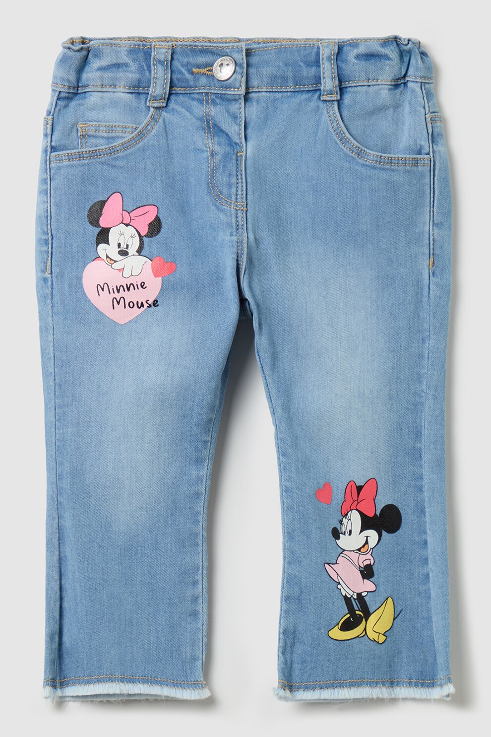 OVS, Blugi cu imprimeu Minnie Mouse, Albastru deschis, 86 CM
