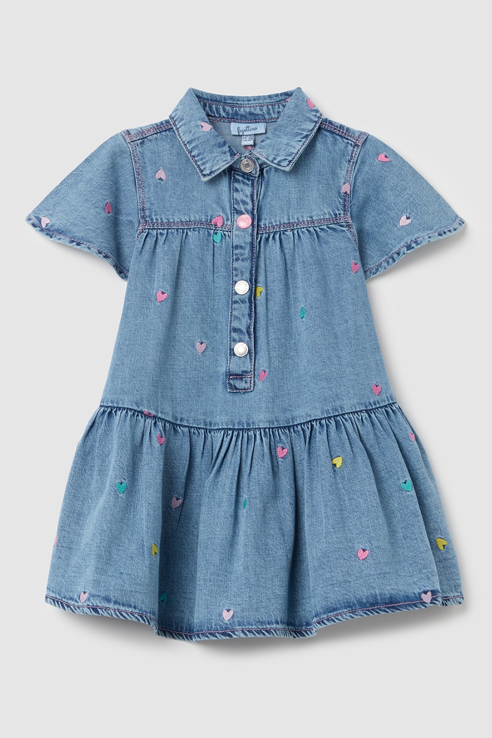 OVS, Rochie cu croiala in A din chambray, Albastru prafuit, 80 CM