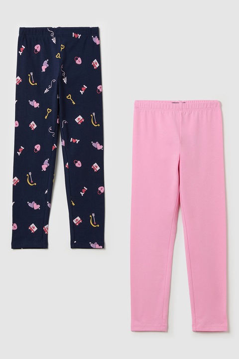 OVS, Pamuttartalmú nadrág szett - 2 db, Rózsaszín/Tengerészkék, 116 CM