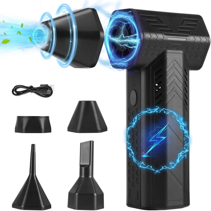 Мини електрическа духалка, 130000RPM, 3 скорости, батерия 7500mAh, преносима, за почистване на компютри, дивани и коли