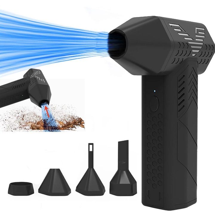 Suflanta aer comprimat portabila, 130000RPM, 3 viteze, acumulator 7500mAh, portabila, pentru curatarea computerelor, canapelelor si masinilor
