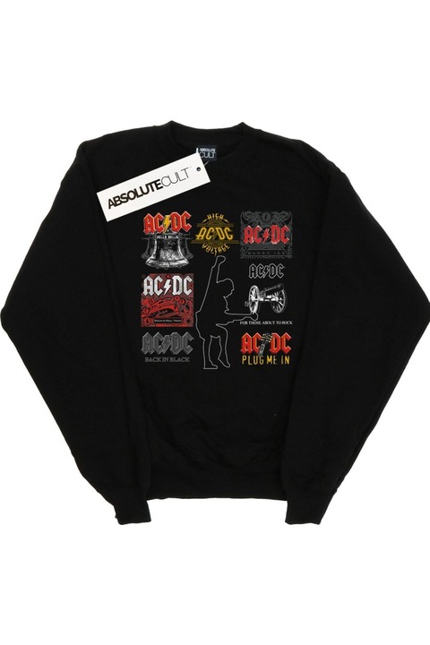 Női AC/DC kapucnis pulóver, fekete, Fekete