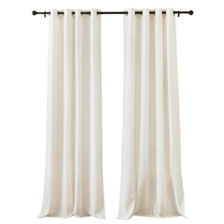 2 db-os függöny készlet PONY DANCE, vászon megjelenés, mérete 132 x 240 cm, gyűrűs rögzítés, krém