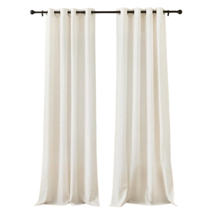 Set de 2 perdele PONY DANCE, aspect de in, dimensiuni 132 x 240 cm, prindere cu inele, crem