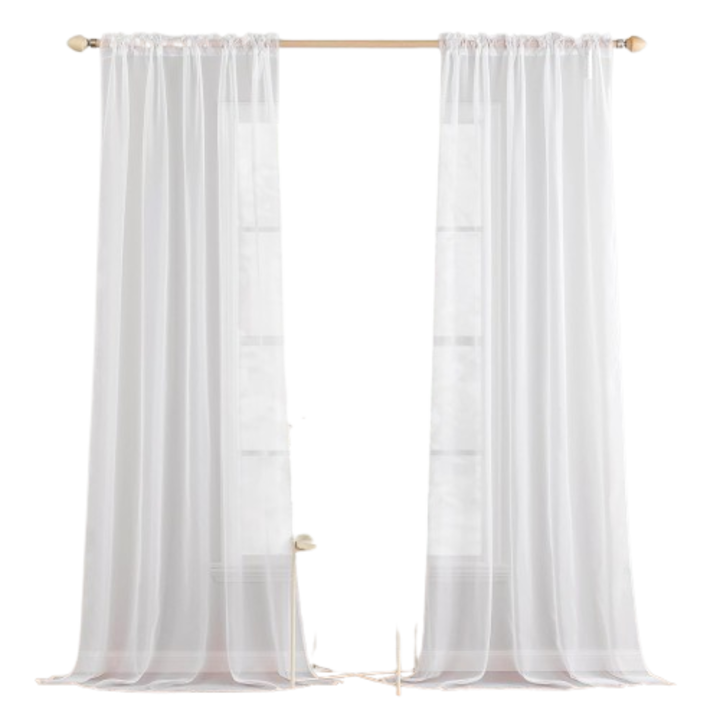 Комплект 2 пердета MIULEE, изработени от воал, полупрозрачни, с ластик, 140 х 145 см, бели