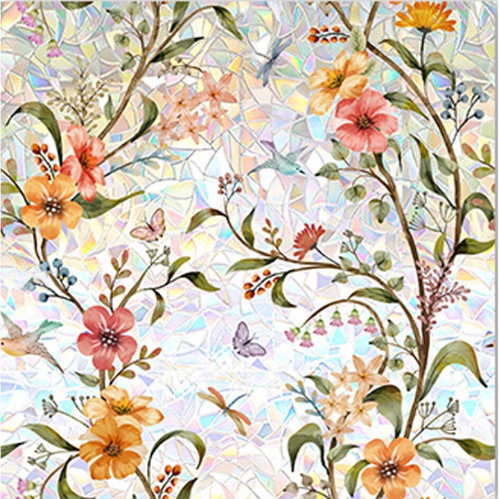 Ablakmatrica, Feicaeesa, színes virágok, többszínű, 40x100cm, 1 db-os készlet.