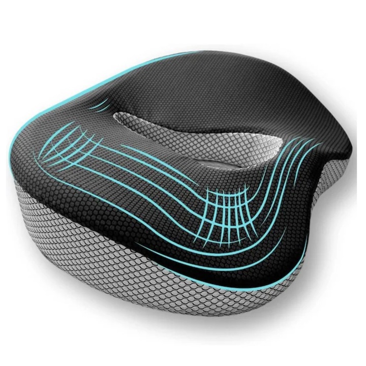 Perna ortopedica sezut VarioShop®, spuma cu memorie premium, pentru scaun de birou sau masina, husa respirabila si antialunecare, protectie zona lombara, sciatica, dureri de sold, hemoroizi 46x38x8 cm, gri