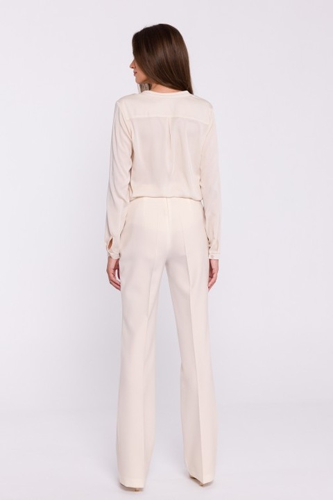 Pantaloni drepti cu talie inalta, Stylove, Alb