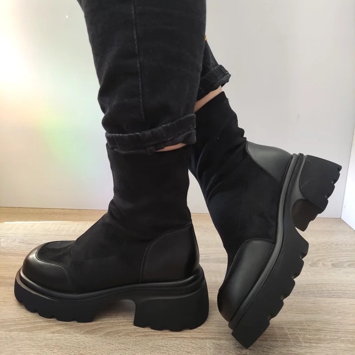Ghete Casual Dama Formazione G980-1 Negre + Velur, Negru