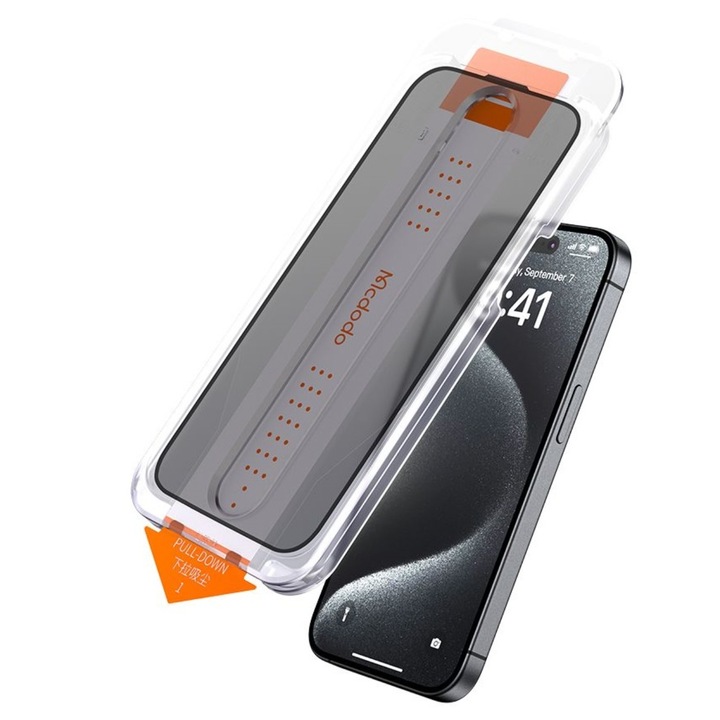 Mcdodo Privacy Glass Film kompatibilis iPhone 16 Pro Max készülékkel, Easy Auto-Align telepítőkészlettel