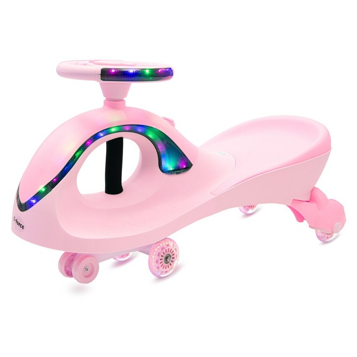 Jucarie gravitationala, Baby Mix, GForce, Pana la 50 kg, Cu lumini LED, Cu 4 melodii, Volan si sezut ergonomice, 3 ani+, Pink