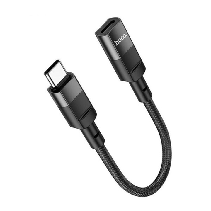 Hoco adapter kábel, lightning aljzat - type-c, 10cm, fekete