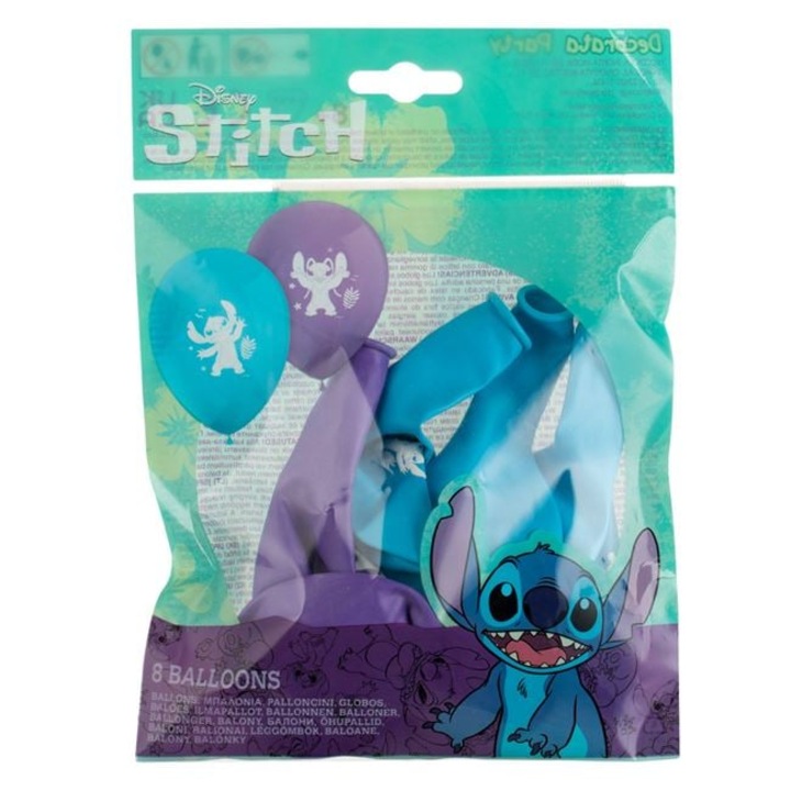 8db party lufi készlet, Stitch, 28cm, kék