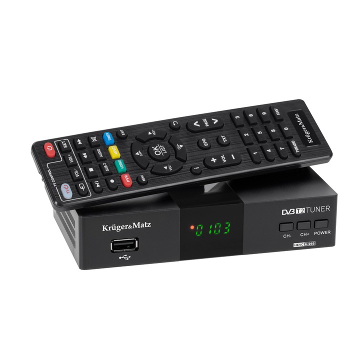 Тунер DVB-T2 Kruger&Matz KM0550, HDMI, SCART, PVR, EPG, USB, Full HD