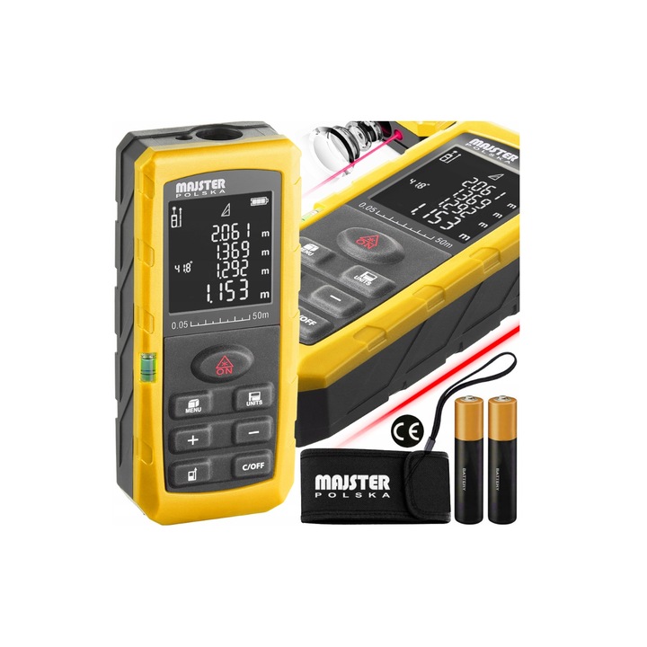 Telemetru laser digital, 50 m, Majster MP0050