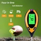 Tester 4-in-1 pentru Sol - pH, Umiditate si Temperatura, Luminozitate, Cu Ecran LCD, Ideal pentru Gradina, Ferma si Sera