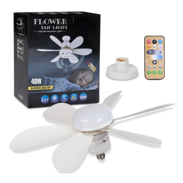 Таванен вентилатор с LED лампа, дистанционно управление, регулируема яркост, 52x20см, R18-131