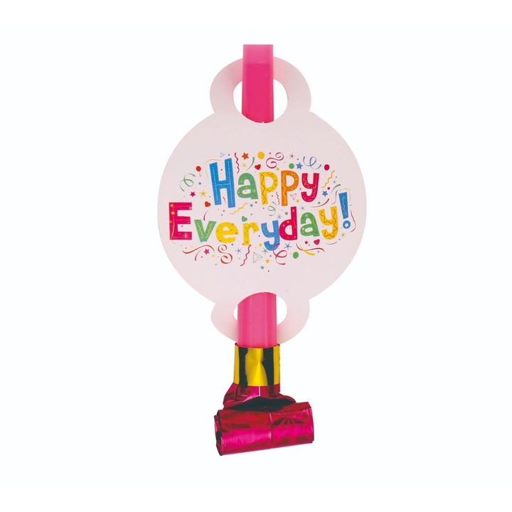 Комплект от 6 духалки Happy Everyday, Flippy, за парти, 20 x 17 см, многоцветни