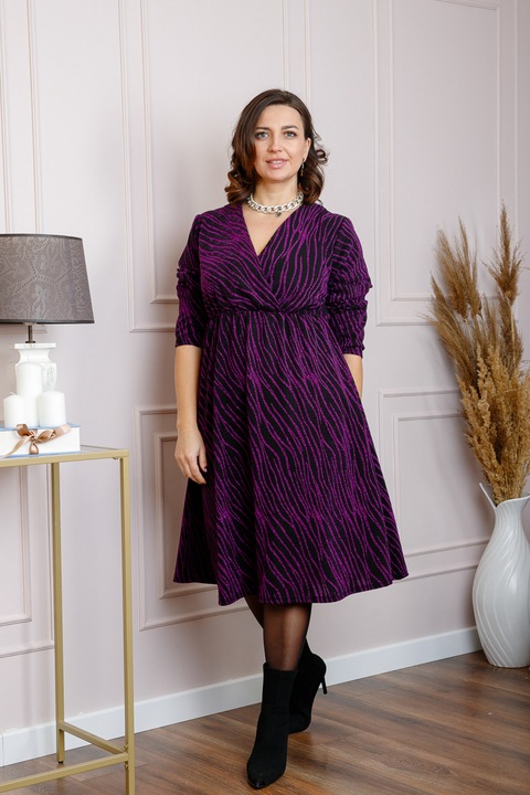 Елегантна рокля Elise с принт, Лилав, One Size