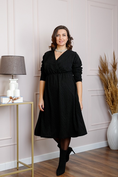 Елегантна рокля Elise с черен принт, One Size INTL