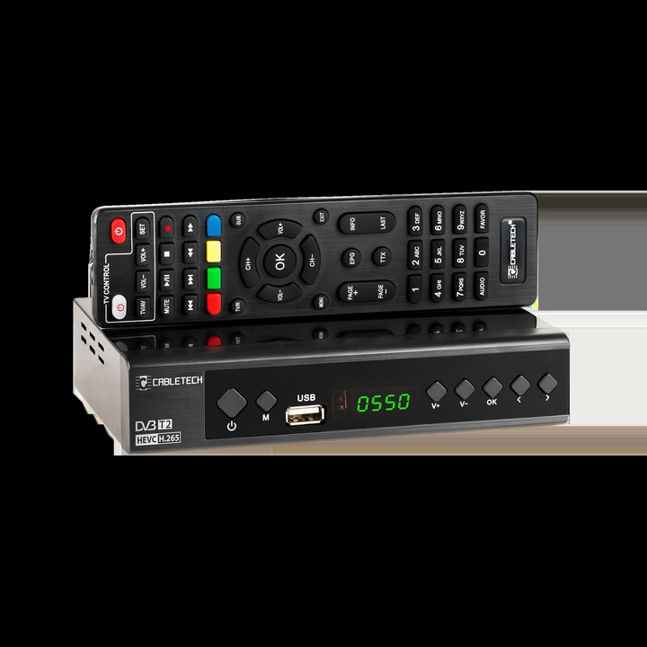 DVB-T/C тунер Hevc H.265 10bit, 1920x1080 px, 2x USB, 167x94x35mm, комплект с дистанционно