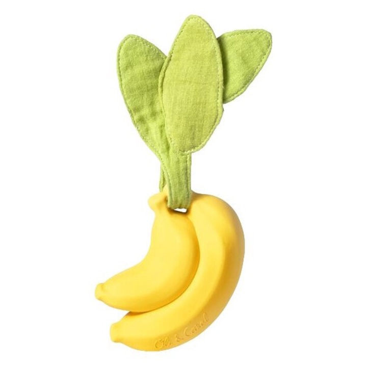 Калъф за залъгалка, Oli & Carol, модел банан, естествен каучук, 25.6x8.5x5cm, жълто/зелено