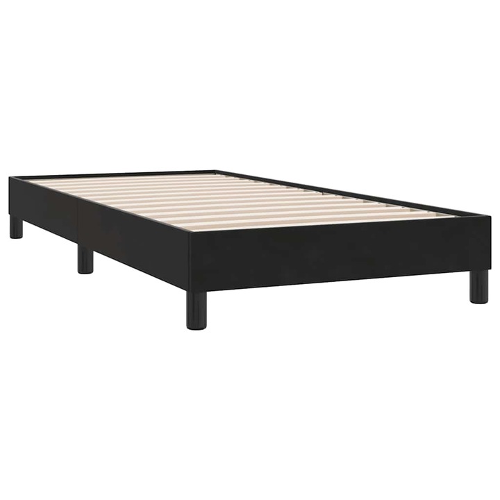 Cadru de pat fara saltea vidaXL, Negru, 90x220 cm, catifea, 17.7 Kg 4101387