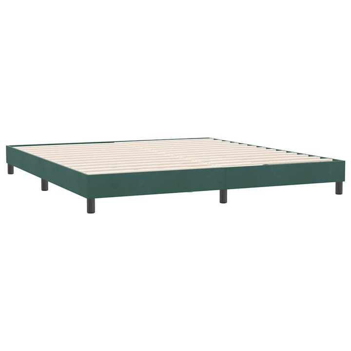 Cadru de pat fara saltea vidaXL, verde inchis, 180x210 cm, catifea, 24.9 Kg 4101370