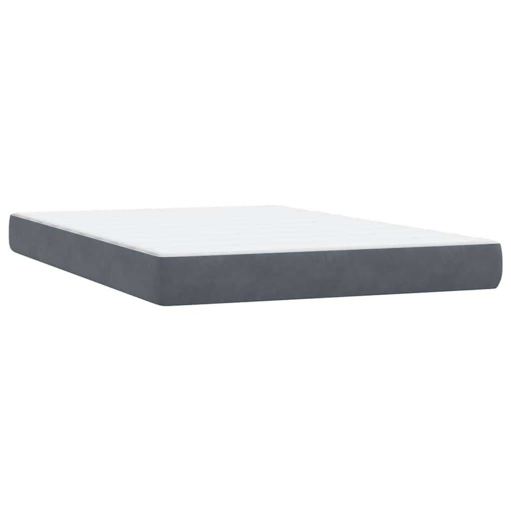 Pat box spring cu saltea vidaXL, gri inchis, 160x220 cm, catifea, 65.7 ...