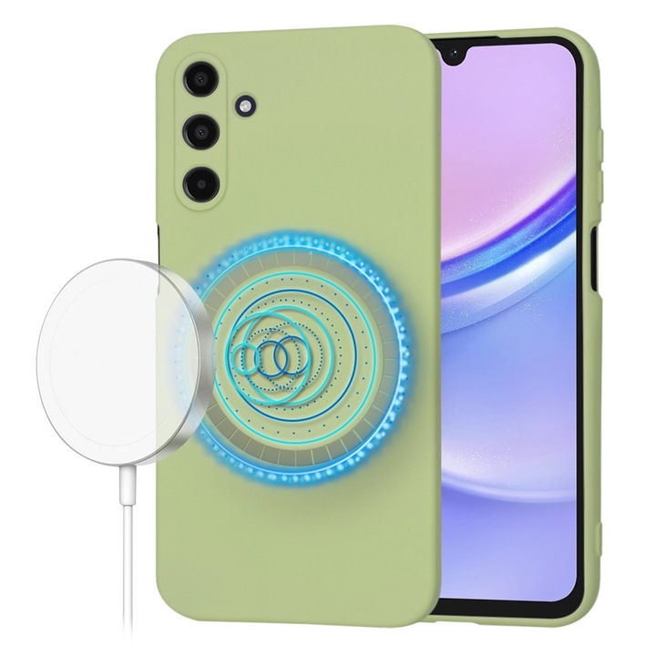 Силиконов Калъф за Samsung Galaxy A15 5G, Smartphosis SoftFlex MagSafe, Зелен