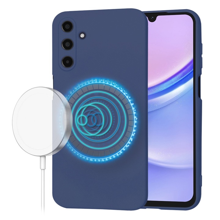 Силиконов Калъф за Samsung Galaxy A15 5G, Smartphosis SoftFlex MagSafe, Тъмносин