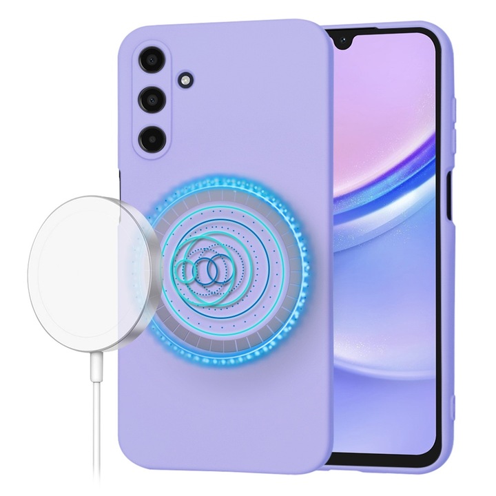 Силиконов Калъф за Samsung Galaxy A15 5G, Smartphosis SoftFlex MagSafe, Светлолилав