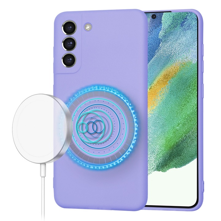 Szilikon tok Samsung Galaxy S21 FE-hez, Smartphosis SoftFlex MagSafe, világoslila