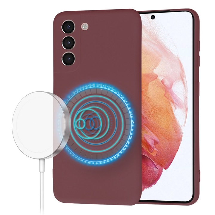 Szilikon tok Samsung Galaxy S21, Smartphosis SoftFlex MagSafe, Bordeaux készülékekhez