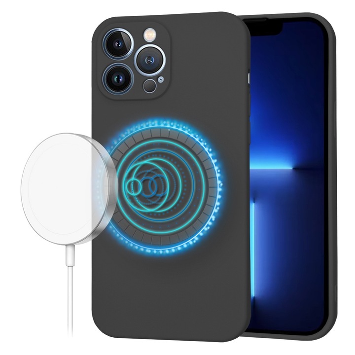 Силиконов Калъф за iPhone 13 Pro Max, Smartphosis SoftFlex MagSafe, Черен