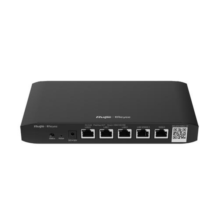 Ruijie RG-EG105G V2 router, 5x GE, 128MB, 600Mbps, felhő, OpenVPN, 100 felhasználó