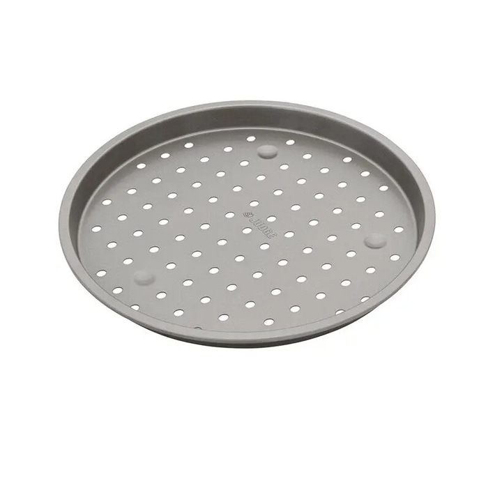 Tava perforata pizza Judge Bakeware, otel carbon, 30x2 cm, argintiu