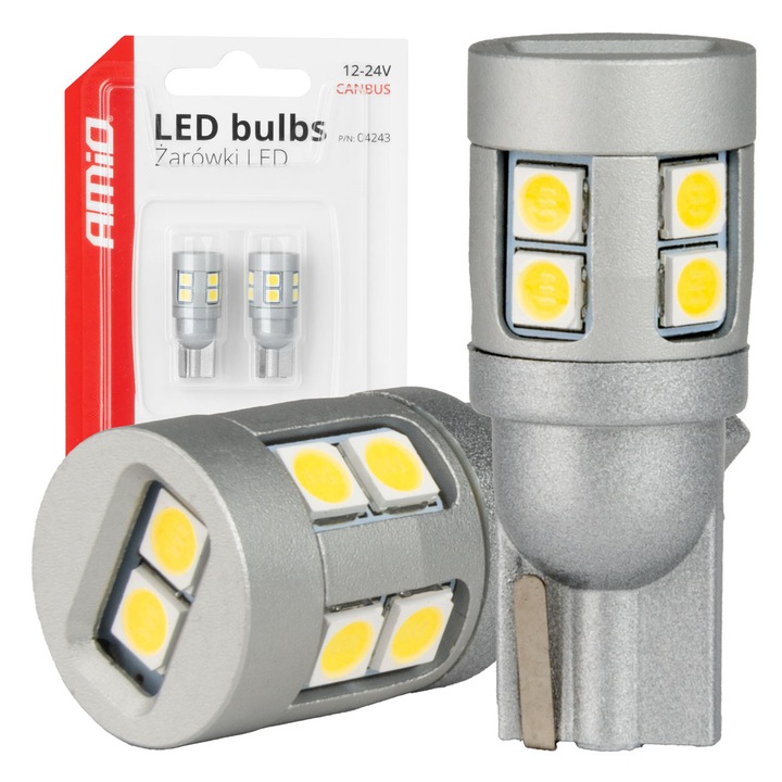 Комплект 2 LED крушки Canbus 12-24V T10 W5W 12smd