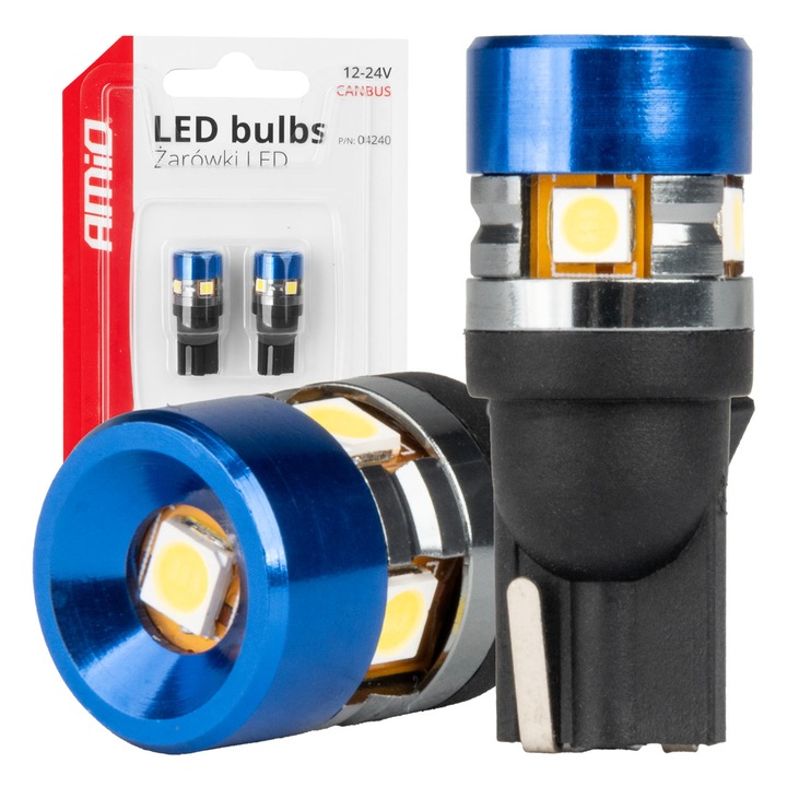 Комплект 2 LED Canbus крушки 12-24V T10 W5W бяла светлина