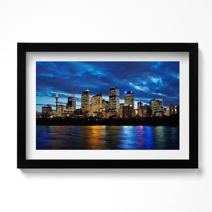 Tablou Inramat, Wallfluent, Plimbare de seara in Sydney, Rama negru, 30x20 cm, 010330010100200280062