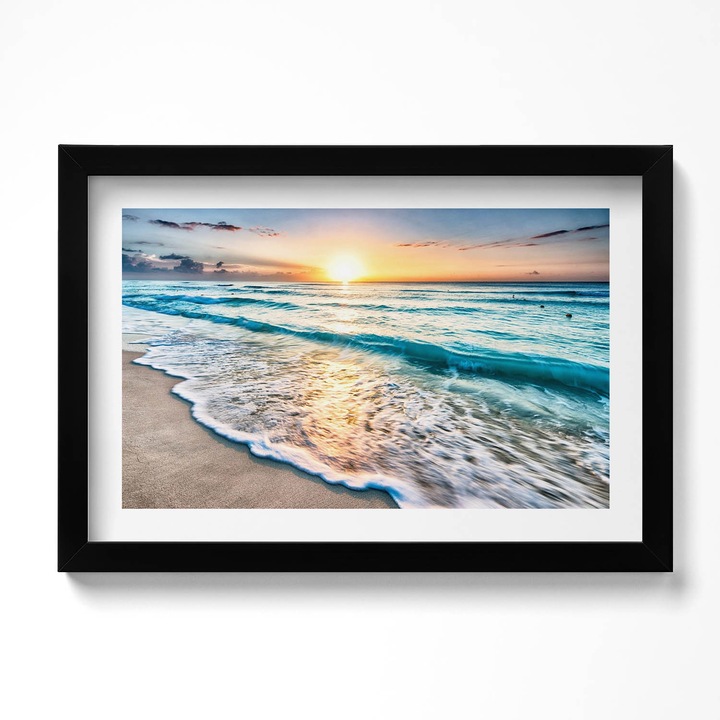 Tablou Inramat, Wallfluent, Plaja cu nisip de mare, Rama negru, 30x20 cm, 010330010100200279906